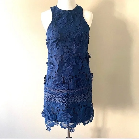 Lovers + Friends | Dresses | Lovers Friends 3d Floral Sleeveless Sheath  Mini Royal Blue Dress | Poshmark